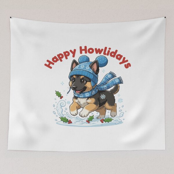 Item preview, Happy Howlidays Belgian Tervuren – Cute Christmas Dog in Winter Scarf designed and sold by The Real Life Symphony.