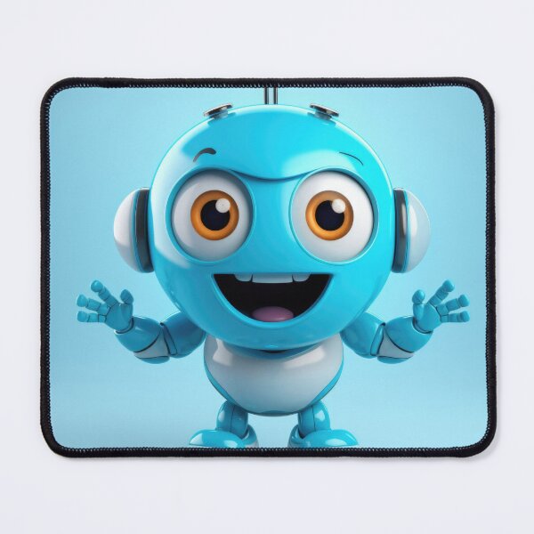 Item preview, Cute robot friendly digital assistant character with glowing blue lights, AI generated designed and sold by dvoevnore.