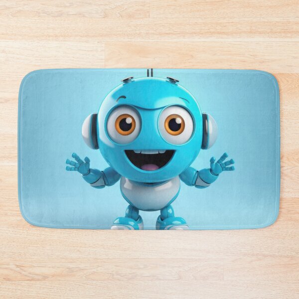 Item preview, Cute robot friendly digital assistant character with glowing blue lights, AI generated designed and sold by dvoevnore.