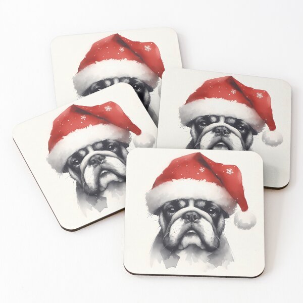 Item preview, Grumpy Bulldog Santa Hat designed and sold by Visual Nomad Club.