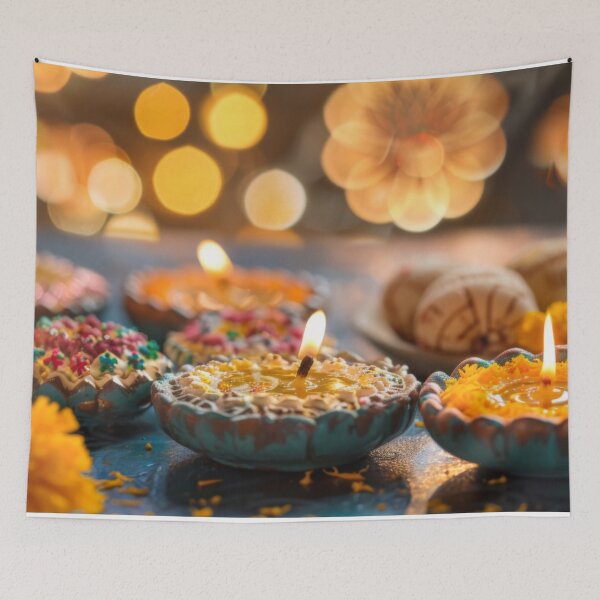 Item preview, Decorative candles surrounded by flowers in festive setting, bokeh background, AI Generated designed and sold by dvoevnore.