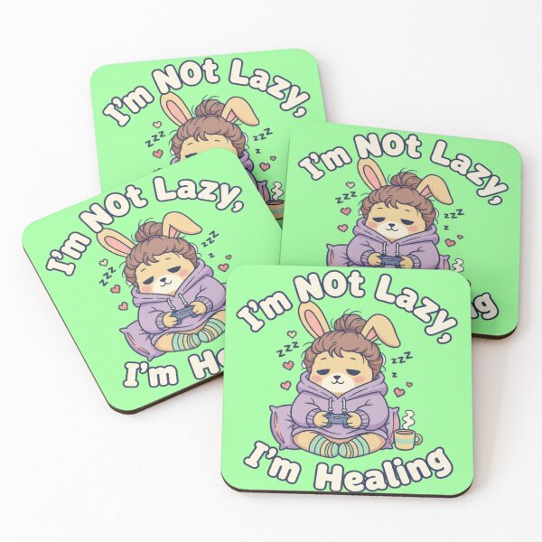 Item preview, I'm Not Lazy I'm Healing Bunny Gamer Quote designed and sold by PunchDrop.