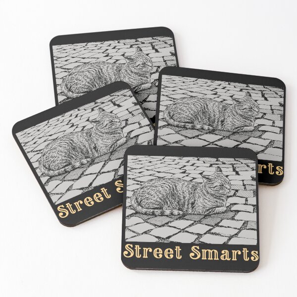 Item preview, Street Smarts Cat Cobblestone Digital Sketch - Outline Typography designed and sold by RPrintPulse.