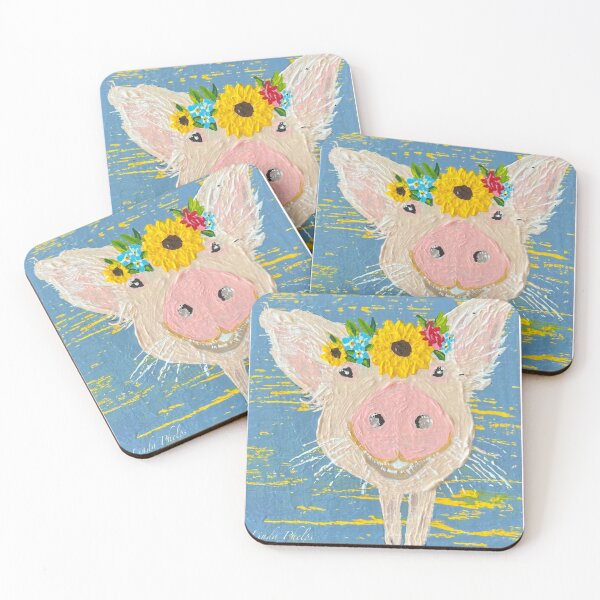 Item preview, Pig with Floral Crown  designed and sold by LindaPhelpsArt.