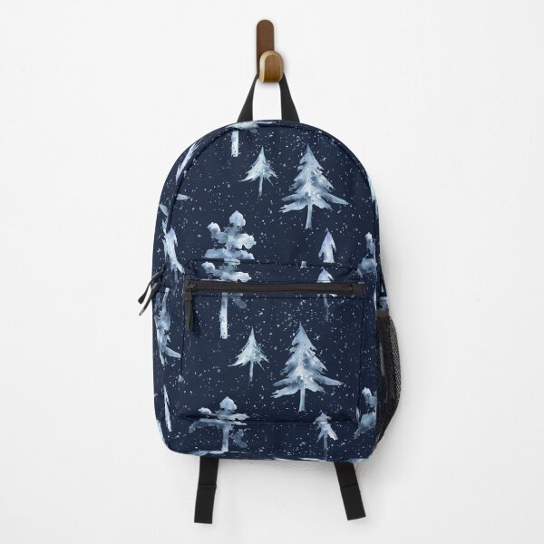 Item preview, Watercolor Snowy Trees Pattern on Dark Blue designed and sold by Flowersforbear.