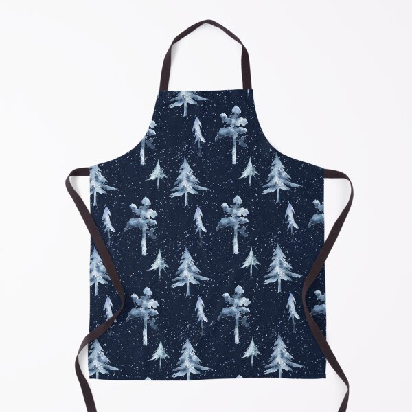 Item preview, Watercolor Snowy Trees Pattern on Dark Blue designed and sold by Flowersforbear.