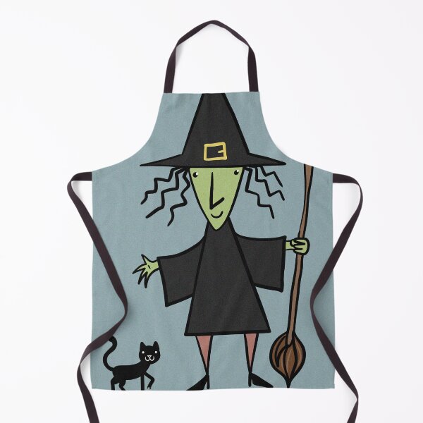 Item preview, Halloween Witch on her broomstick hand drawn art illustration designed and sold by Vintage Designs +.