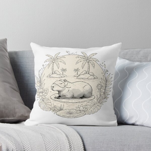 Item preview, Chill Capybara Oasis Sticker | Zen Animal Lotus Pond Art | Black & White Tropical Relaxation designed and sold by SergioMiklos.