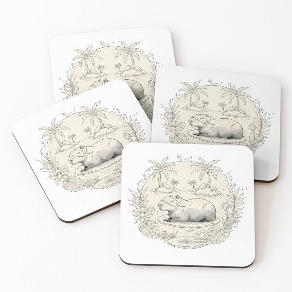 Item preview, Chill Capybara Oasis Sticker | Zen Animal Lotus Pond Art | Black & White Tropical Relaxation designed and sold by SergioMiklos.