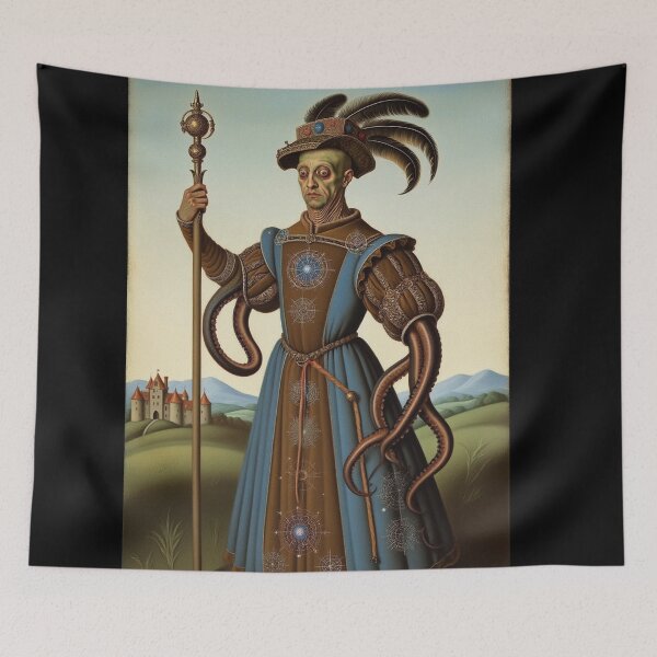 Item preview, The deep one a Creepy Lovecraftian citizen of Innsmouth portrait art designed and sold by Vintage Designs +.