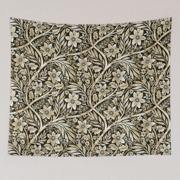 Item preview, golden whimsical flowers designed and sold by Gaia Marfurt.