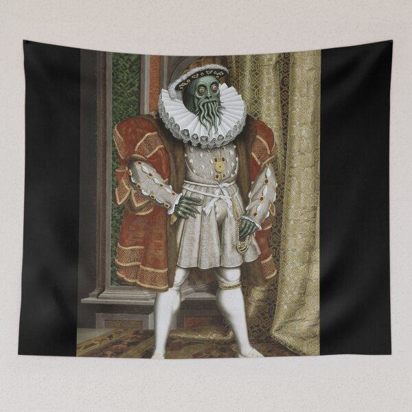 Item preview, The deep one a Creepy Lovecraftian citizen of Innsmouth portrait art designed and sold by Vintage Designs +.