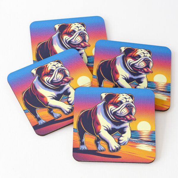 Item preview, "Sunset Beach Bulldog – Vibrant Dog Art for Animal Lovers" designed and sold by Dogandesighn.