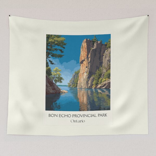 Item preview, Bon Echo Provincial Park | Mazinaw Rock Cliff Art Print designed and sold by TuncGK.