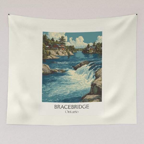 Item preview, Bracebridge Ontario Falls | Muskoka Town Scenery Art designed and sold by TuncGK.