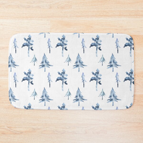 Item preview, Watercolor Blue Trees Elegant Pattern on White designed and sold by Flowersforbear.