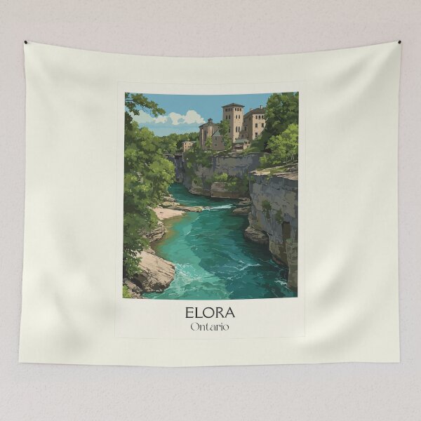 Item preview, Elora Ontario Gorge | Historic Limestone Village Art Print designed and sold by TuncGK.