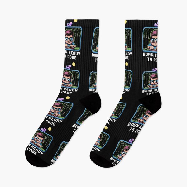 Item preview, Born Ready to Code – Retro Pixel Programmer Cat Design designed and sold by DreamVibeShirt.