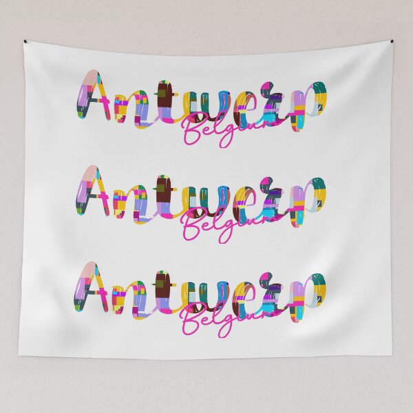 Item preview, Antwerp, Belgium, Vibrant Abstract City Typography Art designed and sold by Wanderful-roads.