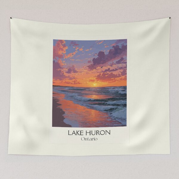 Item preview, Lake Huron Ontario | Great Lakes Sunset Beach Art Print designed and sold by TuncGK.