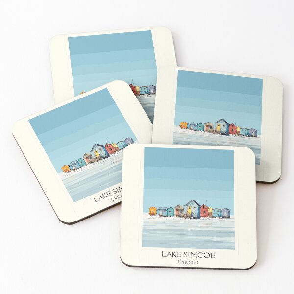 Item preview, Lake Simcoe Ontario | Winter Ice Fishing Huts Art Print designed and sold by TuncGK.