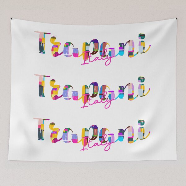 Aperçu de l'œuvre Trapani, Italie, art typographique abstrait et vibrant de la ville créée et vendue par Wanderful-roads.