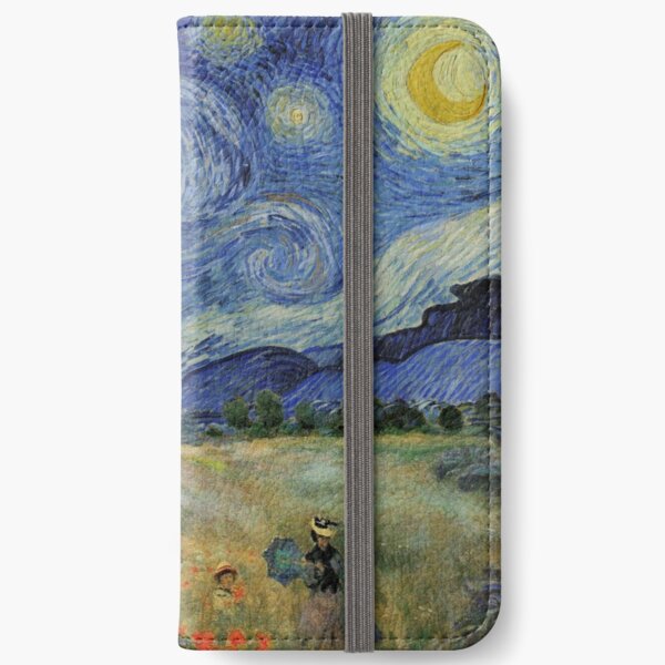 Claude Monet Poppy Fields Vincent Van Gogh Starry Night | Collage 2.0 by Bohemian Bear iPhone Wallet