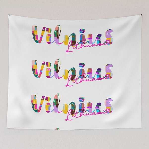 Item preview, Vilnius, Lithuania, Vibrant Abstract City Typography Art designed and sold by Wanderful-roads.