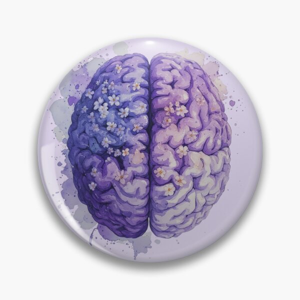 Item preview, Purple Brain Watercolor – Floral Anatomy Art with Blossoms designed and sold by EmeraldeaArt.