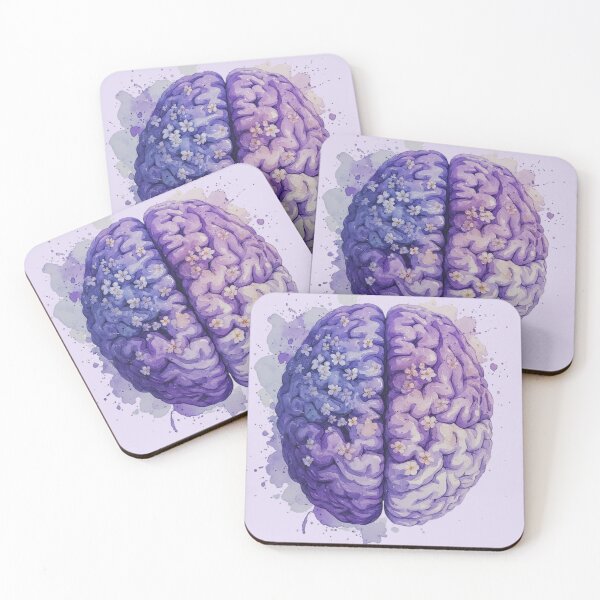 Item preview, Purple Brain Watercolor – Floral Anatomy Art with Blossoms designed and sold by EmeraldeaArt.