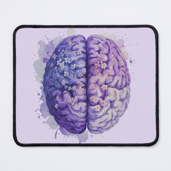 Item preview, Purple Brain Watercolor – Floral Anatomy Art with Blossoms designed and sold by EmeraldeaArt.