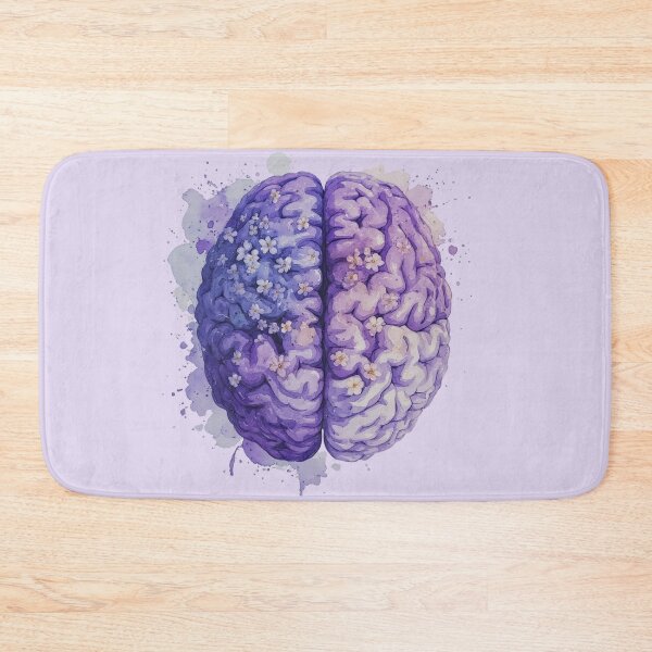 Item preview, Purple Brain Watercolor – Floral Anatomy Art with Blossoms designed and sold by EmeraldeaArt.