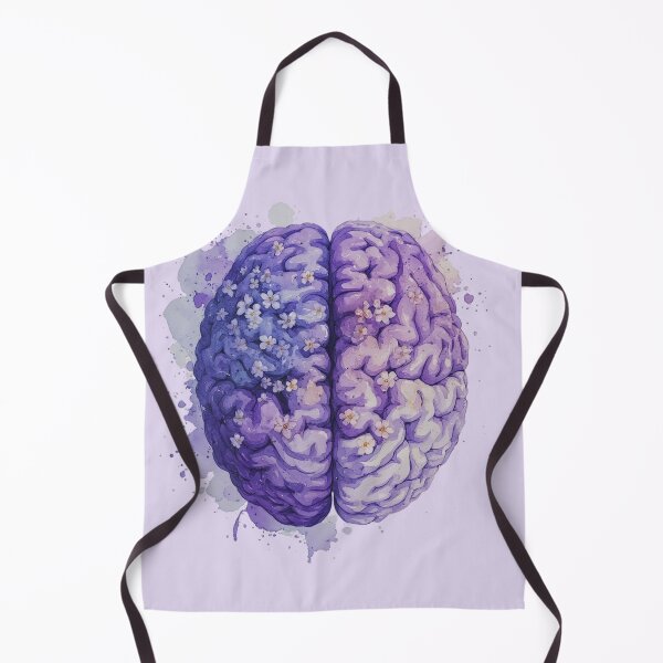 Item preview, Purple Brain Watercolor – Floral Anatomy Art with Blossoms designed and sold by EmeraldeaArt.