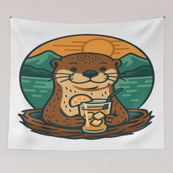 Item preview, CHILL OTTER – Sunset Squeeze T-Shirt designed and sold by NAJURE.