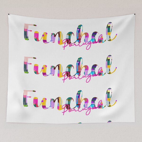 Item preview, Funchal, Portugal, Vibrant Abstract City Typography Art designed and sold by Wanderful-roads.