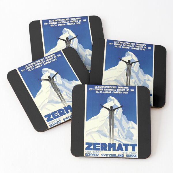Item preview, Vintage Swiss Ski Poster | 1932 Zermatt Art Deco Design | 26th National Ski Races | Alpine Sports History & Culture designed and sold by artofuniverse.