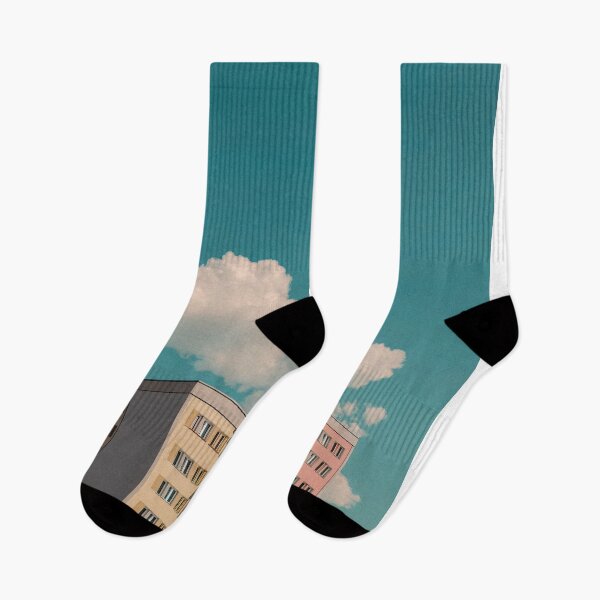 Item preview, Colourful building under a blue sky with clouds designed and sold by Pink & California.