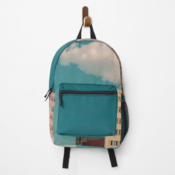 Item preview, Colourful building under a blue sky with clouds designed and sold by Pink & California.