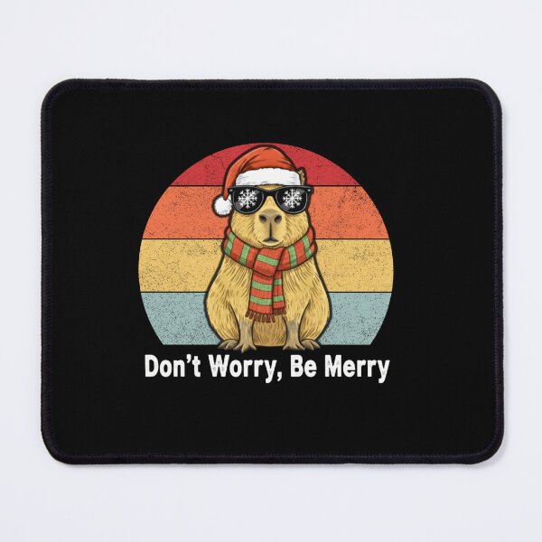 Item preview, Don't Worry Be Merry - Vintage Retro Capybara Christmas  designed and sold by Steele-Art.