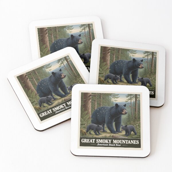 Item preview, Great Smoky Mountains Black Bear and Cubs Vintage Poster designed and sold by Digital Dreams Arts.