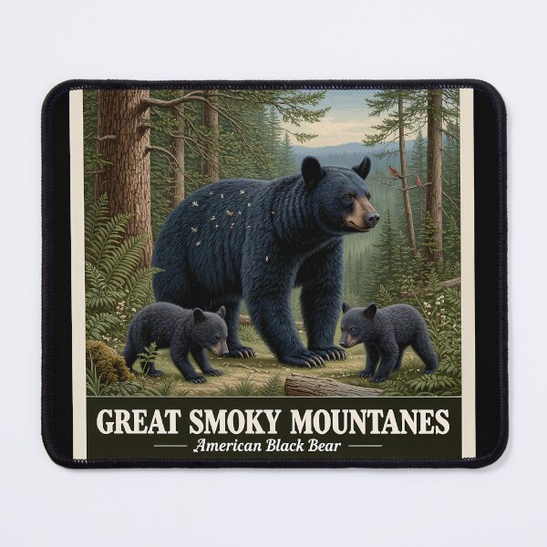 Item preview, Great Smoky Mountains Black Bear and Cubs Vintage Poster designed and sold by Digital Dreams Arts.