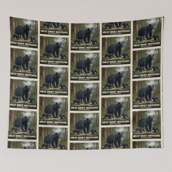 Item preview, Great Smoky Mountains Black Bear and Cubs Vintage Poster designed and sold by Digital Dreams Arts.