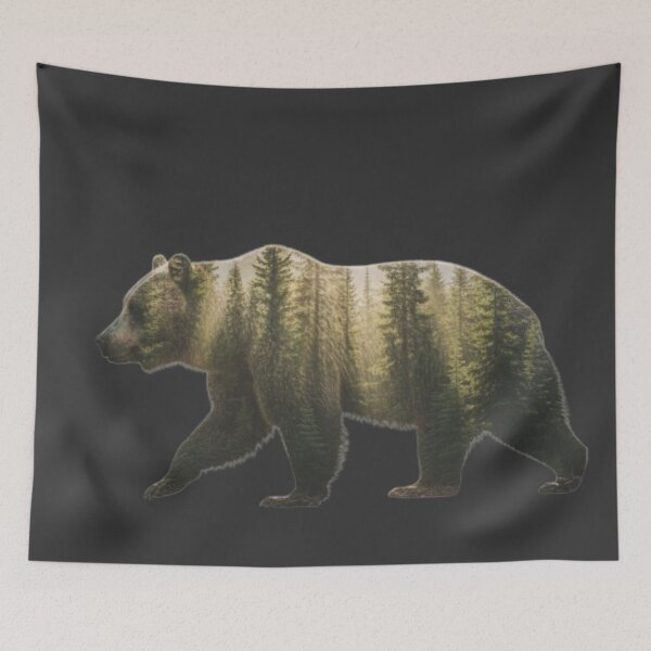 Item preview, Forest Within – Double Exposure Bear Silhouette Art designed and sold by VibeNationArt.