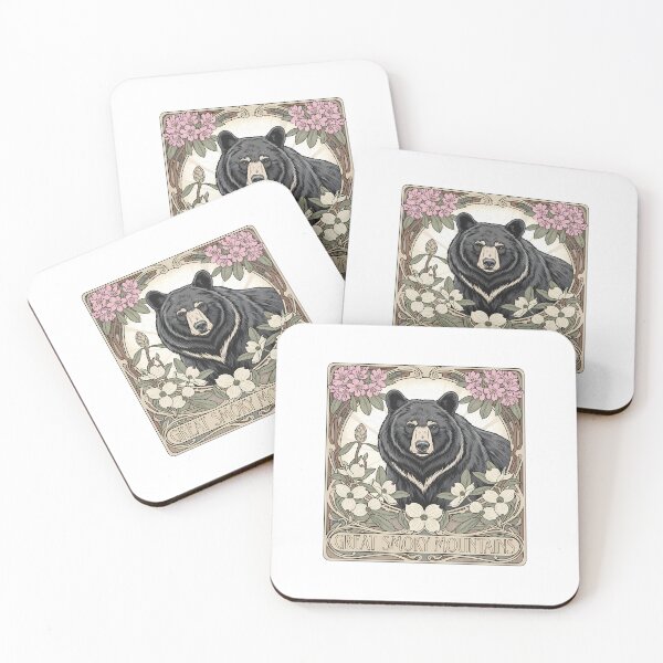 Item preview, Art Nouveau Great Smoky Mountains Black Bear & Flowers designed and sold by Digital Dreams Arts.