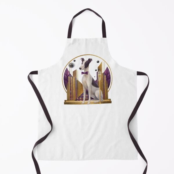 Artikelvorschau, Fröhlicher Foxterrier in Gold und Pflaume – Art-Deco-Porträt entworfen und verkauft von olenapetol.
