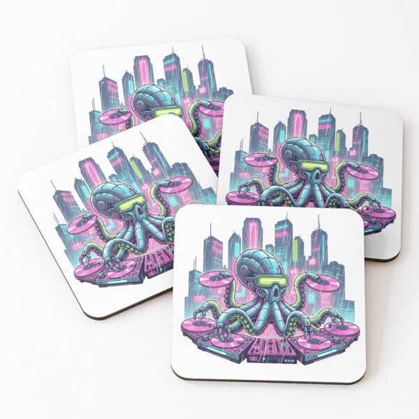 Item preview, Cyber DJ Octopus – Neon Synthwave designed and sold by --RG-Designs--.