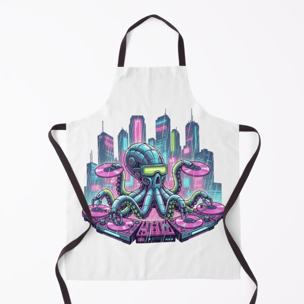 Item preview, Cyber DJ Octopus – Neon Synthwave designed and sold by --RG-Designs--.