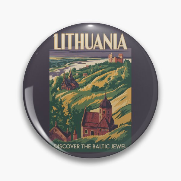 Item preview, Lithuania Landscape Illustration Travel Art Vintage designed and sold by KrisSidDesigns.