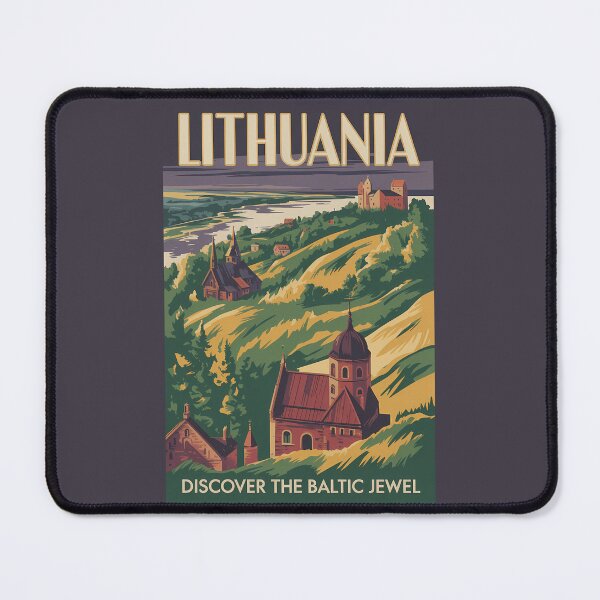 Item preview, Lithuania Landscape Illustration Travel Art Vintage designed and sold by KrisSidDesigns.