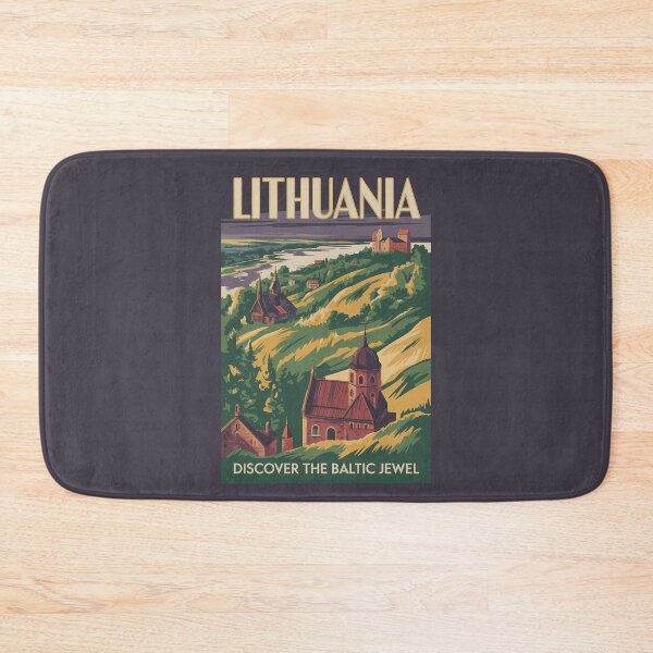 Item preview, Lithuania Landscape Illustration Travel Art Vintage designed and sold by KrisSidDesigns.